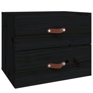 vidaXL Нощно шкафче за стенен монтаж, черно, 50x36x40 см