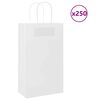 vidaXL Хартиени торбички 250 бр с дръжки бели 21x11x36 см