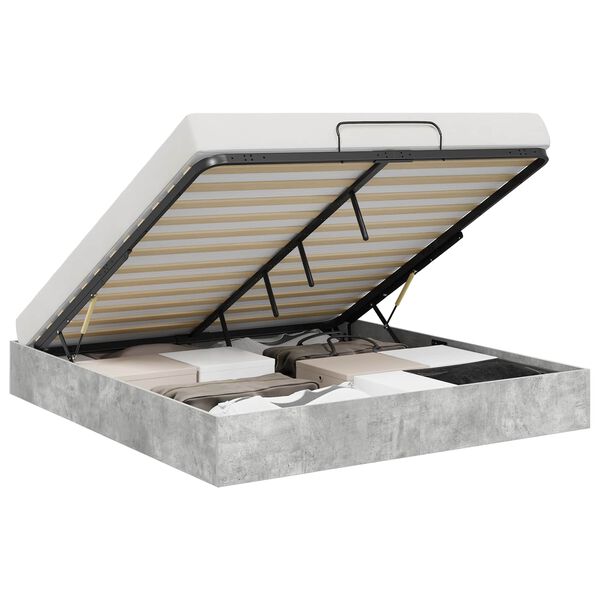 vidaXL Отоманско легло със съхранение Бетонно Сиво 160 x 200 cm