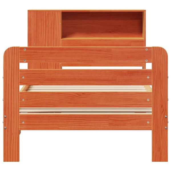 vidaXL Рамка за легло без матрак, восъчнокафяв, 75x190 см, бор масив