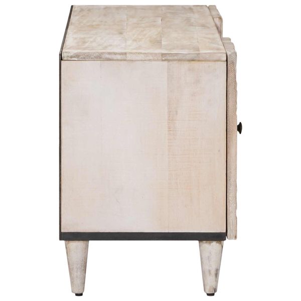 vidaXL ТВ шкаф с врата Бяло 105 x 33,5 x 46 см Солидно мангово дърво