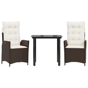 vidaXL Градински комплект с възглавници 5 части кафяв полиратан