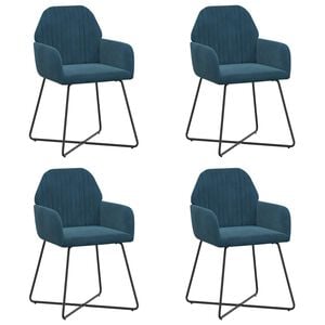 vidaXL Обедени столове 4 pcs Кадифе Синьо 55 x 50 x 84 см
