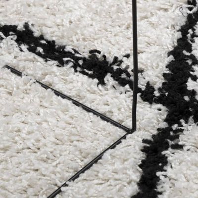 vidaXL Шаги килим с дълъг косъм "PAMPLONA", кремаво-черен, 240x240 см