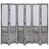vidaXL Параван за стая, 6 панела, сив, 210x165 cм, текстил