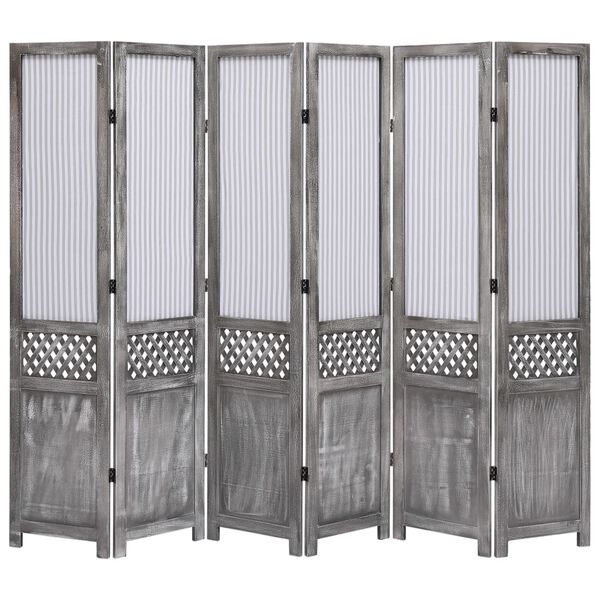 vidaXL Параван за стая, 6 панела, сив, 210x165 cм, текстил
