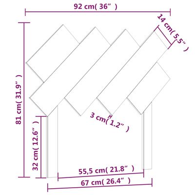 vidaXL Горна табла за легло, 92x3x81 см, бор масив