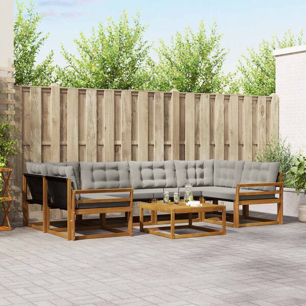 vidaXL Комплект дивани за открито 7 pcs Естествено и светло сиво