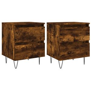 vidaXL Нощни шкафчета, 2 бр, опушен дъб, 40x35x50 см, инженерно дърво