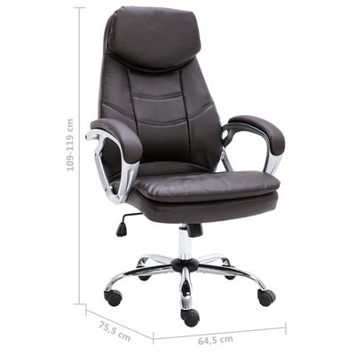 vidaXL Офис стол, кафяв, естествена кожа