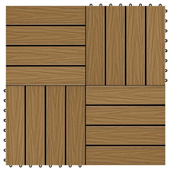 vidaXL WPC декинг плочки релефни 11 бр 30x30 см 1 кв.м. тик