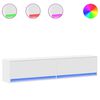 vidaXL Стенен ТВ шкаф с LED, бял, 180x31x38 см