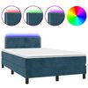 vidaXL Боксспринг легло с матрак и LED, тъмносиньо, 120x200 см, кадифе