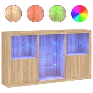 vidaXL Сайдборд с LED светлини, сонома дъб, 181,5x37x100 см
