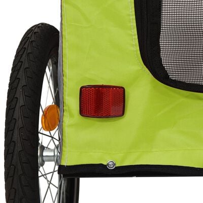 vidaXL Ремарке за колело за любимци зелен и сив Оксфорд плат и желязо