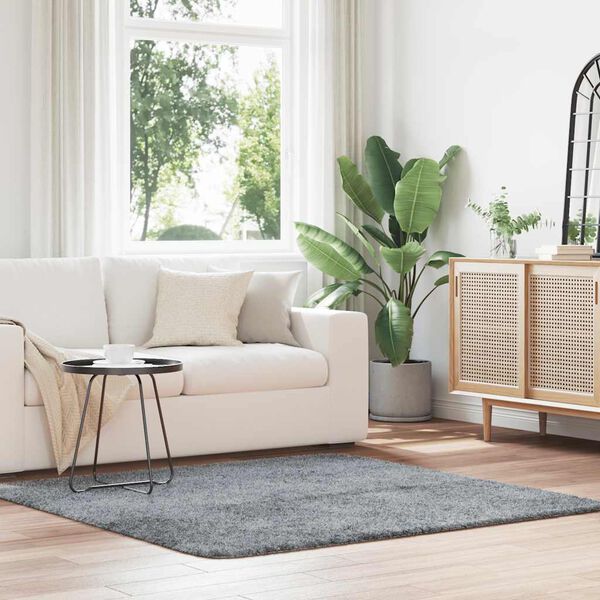 vidaXL Шаги килим с дълъг косъм, NAVARRA, светлосив, 160x160 см