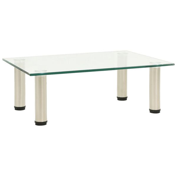 vidaXL ТВ поставка, прозрачна, 40x35x17 см, закалено стъкло