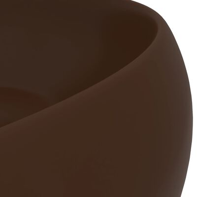 vidaXL Луксозна кръгла мивка, матово тъмнокафява, 40x15 см, керамика