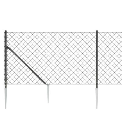 vidaXL Плетена оградна мрежа с шипове, антрацит, 0,8x10 м