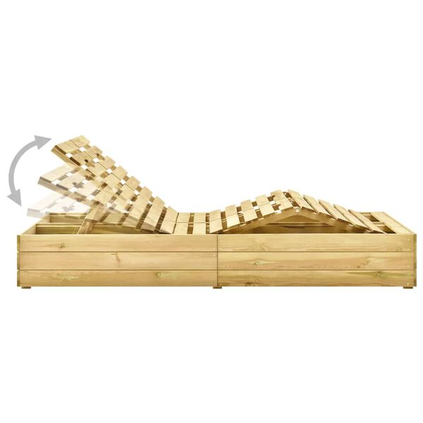 vidaXL Двоен шезлонг, борово дърво със зелена импрегнация