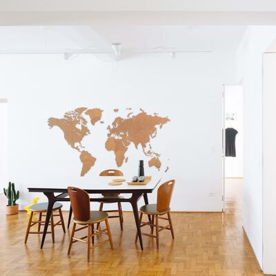 MiMi Innovations Карта на света стенна дърво Giant кафява 280x170 см