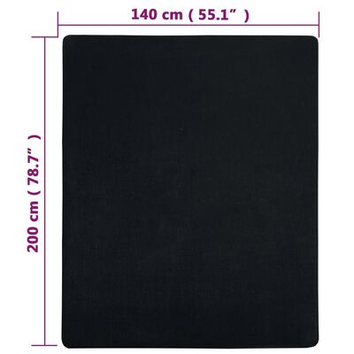 vidaXL Чаршаф с ластик, черен, 140x200 см, памук