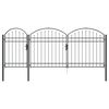 vidaXL Врата за ограда с аркиран връх Сив 400 x 100 cm Стомана