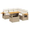 vidaXL Градински диван с възглавници, 6 части, бежов полиратан
