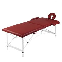 vidaXL Червена сгъваема масажна кушетка 2 зони с алуминиева рамка
