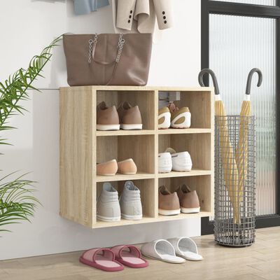 vidaXL Шкаф за обувки, дъб сонома, 52,5x30x50 см