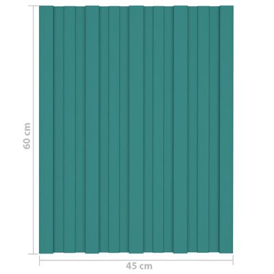 vidaXL Покривни панели, 36 бр, поцинкована стомана, зелени, 60х45 см