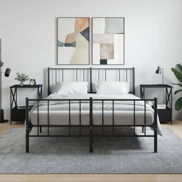 vidaXL Нощни масички, 2 бр, черни, 50x41x65 см, инженерно дърво