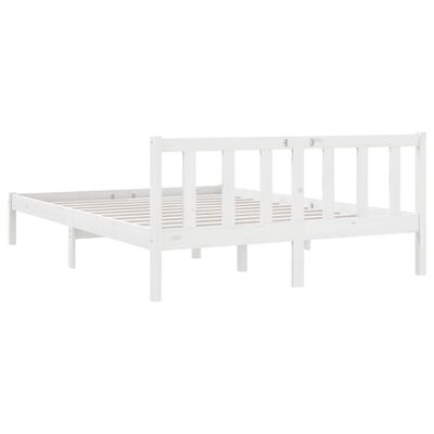 vidaXL Рамка за легло, бяла, борова дървесина масив, 140x200 cм