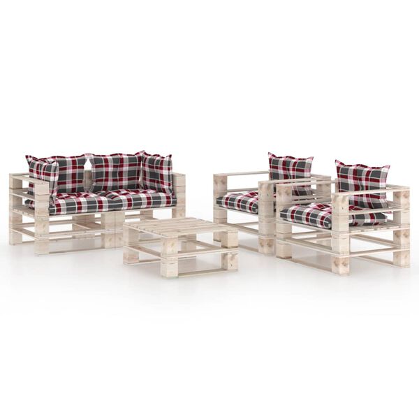 vidaXL Дворен комплект от палети 5 части с възглавници борово дърво