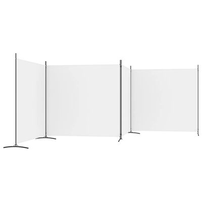 vidaXL Параван за стая, бял, 4 панела, 698x180 см, плат