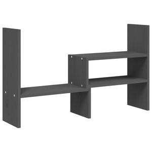 vidaXL Поставка за монитор, сива, (39-72)x17x43 см, бор масив