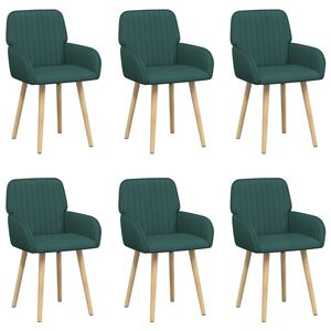 vidaXL Обедени столове 6 pcs Текстил Тъмнозелено 56,5 x 50 x 87,5 см