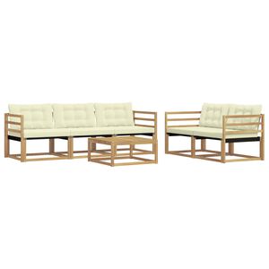 vidaXL Комплект дивани за открито 6 pcs Бяло и кремаво 79 x 79 x 37 см