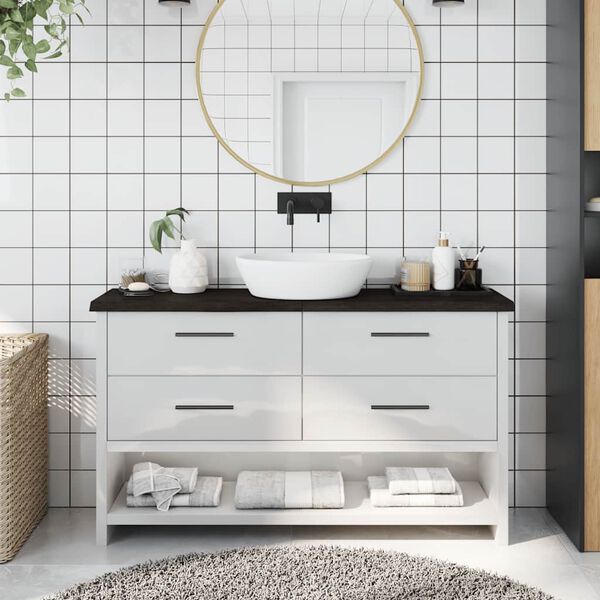 vidaXL Плот за баня тъмнокафяв 120x30x(2-4)см обработено масивно дърво