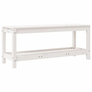 vidaXL Градинска пейка, бяла, 108x35x45 см, борово дърво масив