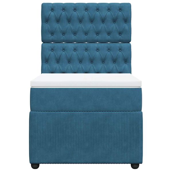 vidaXL Боксспринг легло с матрак, тъмносиньо, 100x200 см, кадифе