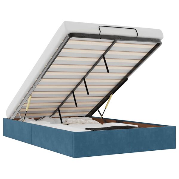 vidaXL Османска рамка за легло без матрак, тъмносиня, 120x200см кадифе