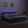vidaXL Боксспринг легло с матрак и LED, тъмнокафяво, 180x200 см, плат