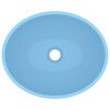 vidaXL Луксозна овална мивка, матово светлосиня, 40x33 см, керамика