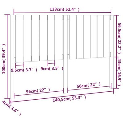 vidaXL Горна табла за легло, бяла, 140,5x4x100 см, бор масив
