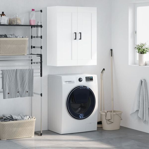 vidaXL Стенен шкаф бял 69,5x34x90 см инженерно дърво