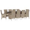vidaXL Градински комплект с възглавници, 11 части, бежов полиратан