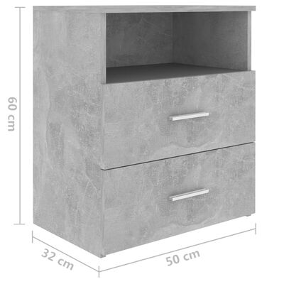 vidaXL Нощно шкафче, бетонно сиво, 50x32x60 см