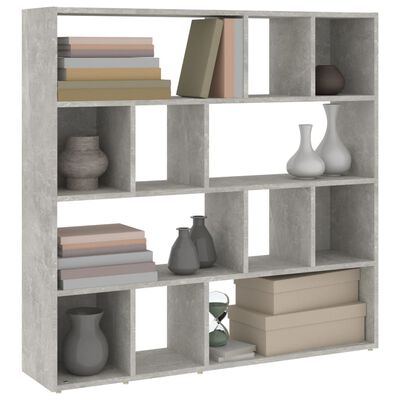 vidaXL Библиотека/разделител за стая, бетонно сива, 105x24x102 см