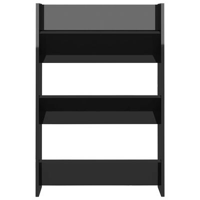 vidaXL Стенен шкаф за обувки, черен гланц, 60x18x90 см, ПДЧ